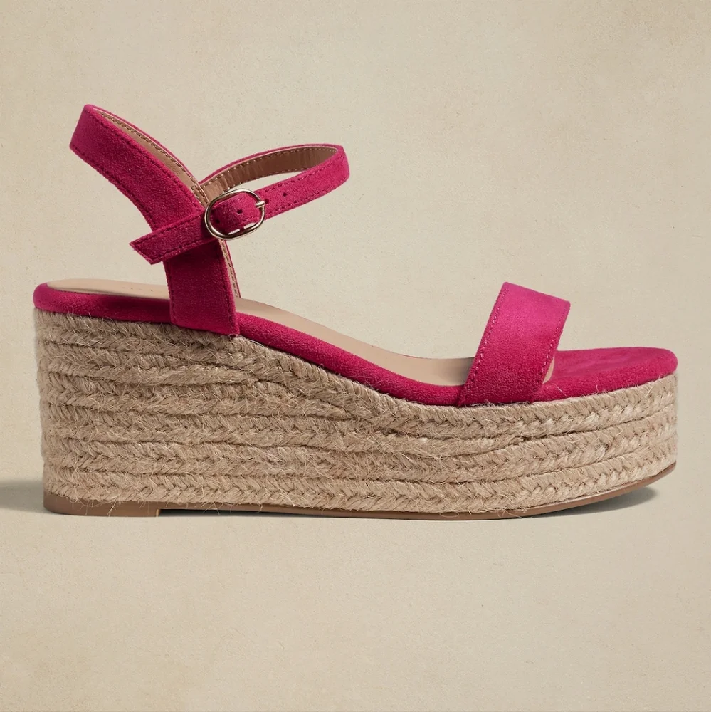 Banana Republic Platform Strappy Espadrille Maui Rose, Size 9 - Picture 3 of 14